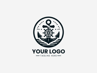 Fototapeta premium Boatswain Vector Logo Illustration Nautical Maritime Symbol in Modern Minimalist Style