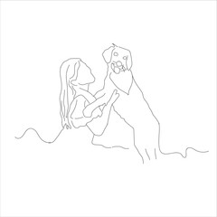  Art Of Woman Affectionately Hugging Her Dog Pet Love