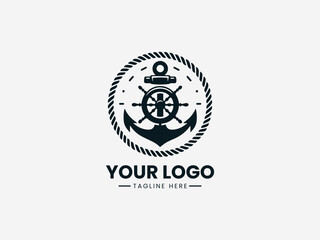 Boatswain Vector Logo Illustration Nautical Maritime Symbol in Modern Minimalist Style