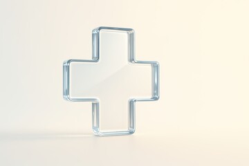 Obraz premium Glass Medical Cross Symbol on a Soft Background for Health and Wellness Concepts