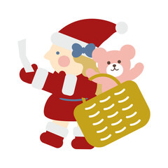 プレゼントの買い物をするかわいい女の子のサンタクロース