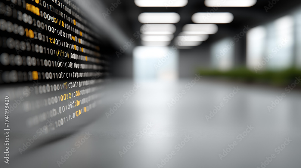Wall mural dynamic coding display on a monitor, digital innovation in software development, technology advancem