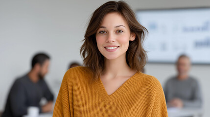 Professional presenting tech insights to a team, data-driven progress in corporate strategy, technology advancement in data visualization, smart solutions for team collaboration