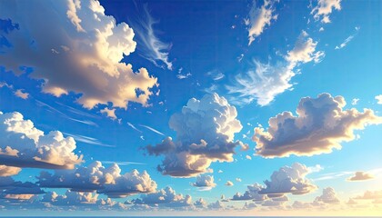 Dynamic Blue Sky with Fluffy White Clouds Aerial View Cinematic HDR Photography Glowing Daylight Ultra Sharp Details and Stunning Visuals