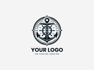 Fototapeta premium Boatswain Vector Logo Illustration Nautical Maritime Symbol in Modern Minimalist Style