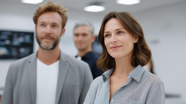 Diverse team in a conference room with tech visuals, digital innovation in data presentation, technology advancement in team strategies, smart solutions for business development - Powered by Adobe