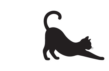 Cat Silhouette Vector Illustration Isolated on White Background