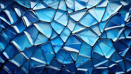 abstract themed background with shapes resembling randomly arranged broken glass transparent blue glass with polygonal triangular cutout shapes