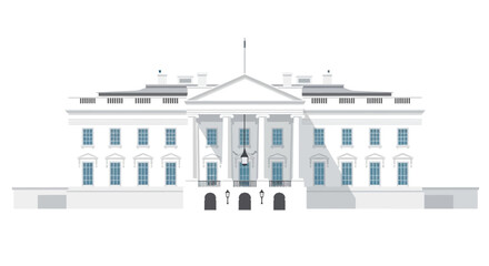 Flat Style Detailed Washington DC Residence Iconic Symbolic Landmark Illustration