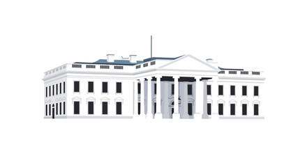 Minimalist Flat Illustration of a Famous Presidential Building Architecture Landmark