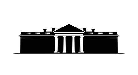 Minimalist Silhouette Government Building Exterior Architecture Landmark Illustration