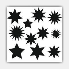  Star round sticker tag icon shape set. Circle starburst label shape for promo