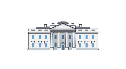Clean Line Graphic Minimal White House National Landmark Building Illustration