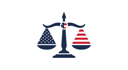 American Flag Themed Silhouette Balance Scale Justice Law Icon
