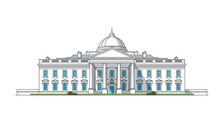 Minimalist Line Art Building Illustration of National Historic Landmark