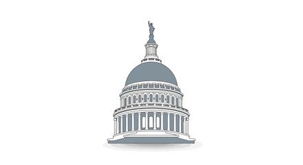 Minimalist Line Art United States Capitol Building Architecture Landmark