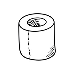 Simple hand drawn illustration of a roll of toilet paper