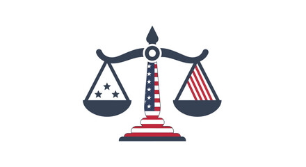 Modern Patriotic Scale of Justice Icon with American Flag Design Elements