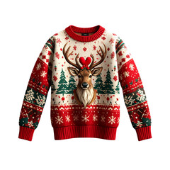  Classic Christmas Sweater or Jumper with Reindeer Motif 3D Clothing Mockup for Holiday Season