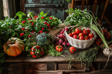fresh vegetables in a basket