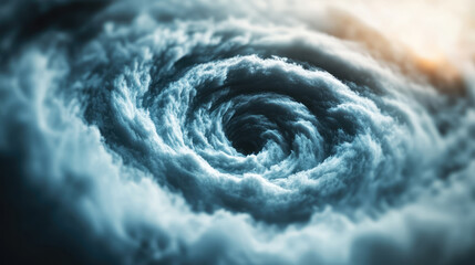 swirling vortex of dark clouds creates dramatic and intense , resembling powerful cyclone or hurricane. swirling motion evokes sense of energy and movement