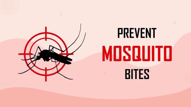 Prevent mosquito bites, malaria awareness sign, stop dengue, no fever, protect the body, medical and healthcare animation, stop spreading infections, epidemic control
