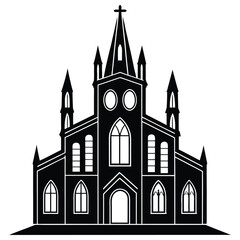 Fototapeta premium A black silhouette of a haunted church