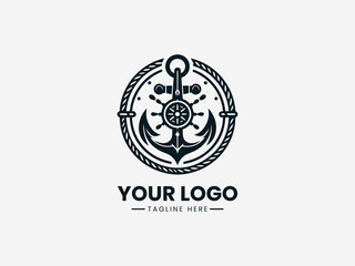 Fototapeta premium Boatswain Vector Logo Illustration Nautical Maritime Symbol in Modern Minimalist Style