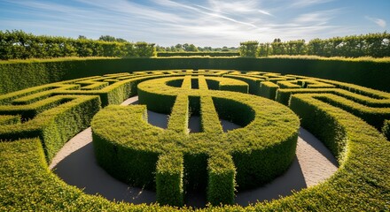 Labyrinth maze in the shape of a dollar sign.