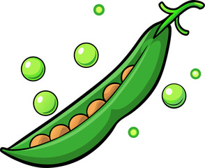 Peas Vector Illustration – Green Pod Vegetable Clipart Design