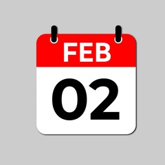 February 2 Day Calendar Vector Icon Perfect for planner, reminder, time management, schedule, office, business, and monthly event start design template