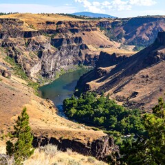 High-angle view of a river canyon
