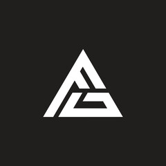 Triangle shape, modern letter FG unique logo design.