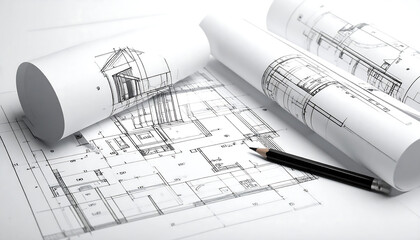 建築計画を示す精巧な線画スケッチが描く未来の建築プロジェクト