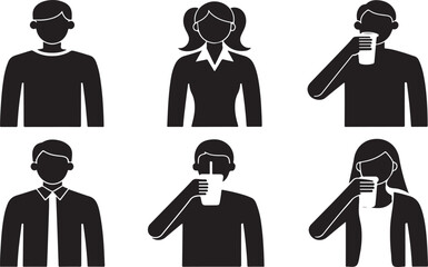 People Drinking Beverages Silhouettes of Various Individuals Enjoying Drinks