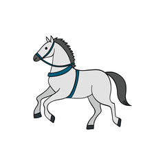 Charming Christmas horse illustration decorated and winter ornaments. The cute horse embodies the holiday spirit and warmth