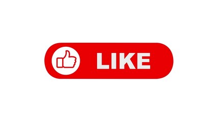 like button animation for a video channel. reveal Like animation, social media. Flat Design like. like icon Animation, 4k share Push Buttons for YouTube. red like button icon on white screen. - Powered by Adobe