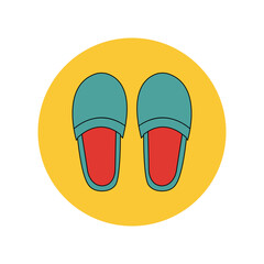 Cozy Comfort Teal Slippers Red Insole Yellow Background Relaxation Style Home Footwear Warmth Care