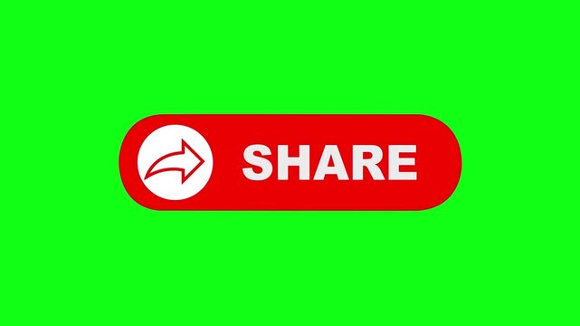 share button animation for a video channel. share text reveal animation, social media. Flat Design share. share icon Animation, 4k share Push Buttons for YouTube. red share icon button.