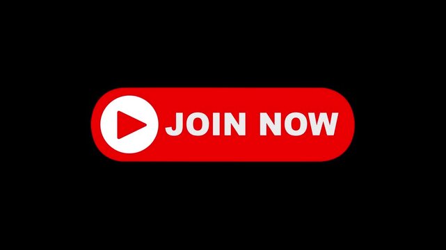 join now button animation for  video channel. join now text reveal animation, social media. Flat Design join now. join now icon Animation, 4k join now Push Buttons. red join now icon button.