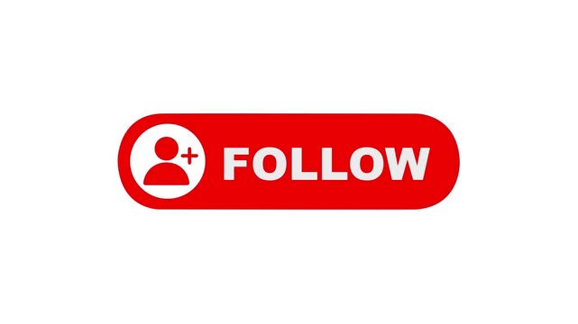 Follow button animation for video channel. Follow text reveal animation, social media. Flat Design Follow. Follow icon Animation, 4k Follow Push Button. red Follow icon buttons.
