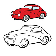 A sleek coupe car coloring page featuring a sporty two-door design, smooth curves, bold wheels, and streamlined windows—perfect for kids and car lovers to color creatively.
