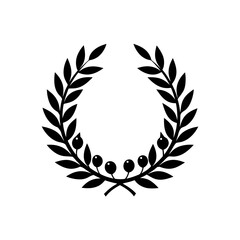 Obraz premium Black laurel wreath with berries vector art on transparent background