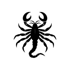 Silhouette of a scorpion with large claws on transparent background