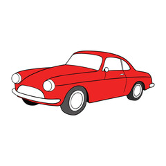 Obraz premium Fiery red hot rod retromod coupe with sleek curves, vintage bodywork, chrome accents, and modern upgrades. Bold stance, roaring engine, and classic meets custom flair. 