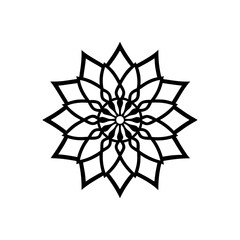 Geometric floral pattern black and white on transparent background