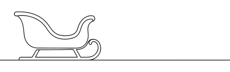 Santa's sleigh line art. Sleigh continuous one line drawing.
