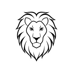 Fototapeta premium Lion head outline with detailed mane art on transparent background