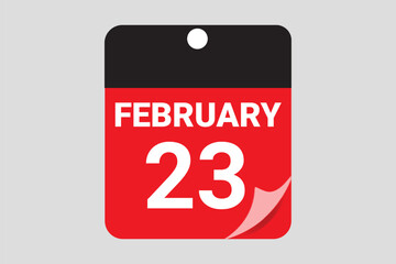 Fototapeta premium February 23 calendar date vector Icon in Red Flat Design Style