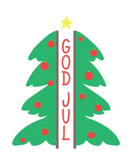 Norwegian text: Merry Christmas. Perfect design for greeting cards, posters and social media. Norwegian Lettering.